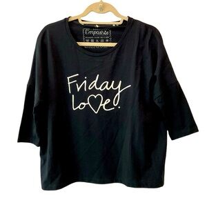 EMPATHIE Womens T-Shirt Black 100% Cotton Made in Italy FRIDAY LOVE Medium